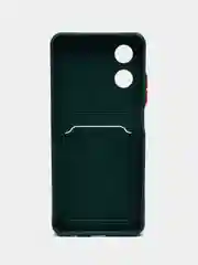 Зеленый чехол для OPPO A17 / A17K, Оппо А17 / 17К, с карманом для карт, прозрачный
