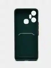 Зеленый чехол для Infinix Smart 6 Plus, с карманом для карт (Смарт 6 Плюс)