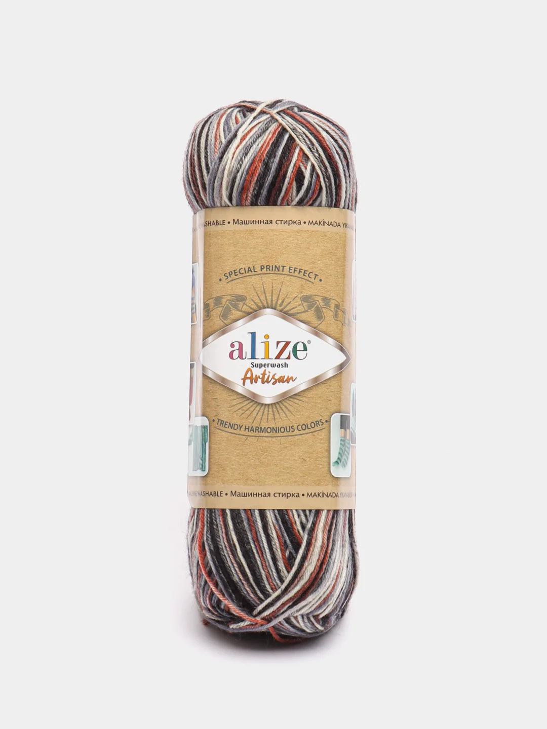 Угольный пряжа Alize Superwash Artisan, шерсть, полиамид, 100 г, 420 м