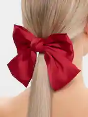 Багровый бант для волос на заколке