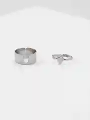 Серебряный кольца с сердцем, парные, 2 штуки
