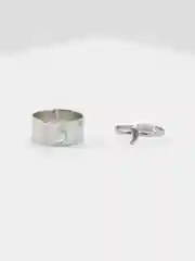 Серебряный кольца с луной, парные, 2 штуки