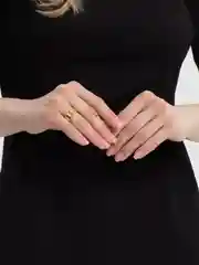 Золотой кольца с сердцем, парные, 2 штуки
