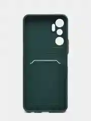 Зеленый силиконовый чехол Infinix HOT 20 4G Инфиникс Хот 20 4 Джи, с карманом для карт, прозрачный