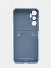Синий меланж силиконовый чехол Infinix HOT 20 4G Инфиникс Хот 20 4 Джи, с карманом для карт, прозрачный