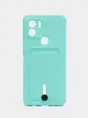 Бирюзовый чехол Xiaomi Redmi A1 Plus A2+ Poco C51 Редми А1 Плюс силиконовый, с карманом для карты