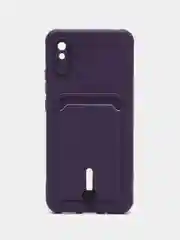 Пурпурный чехол Xiaomi Redmi 9A, Сяоми Редми 9А, силиконовый, с карманом для карты