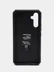 Черный чехол для Samsung Galaxy A34, противоударный, с металлической подставкой-кольцом