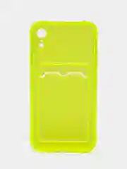 Желтый чехол для iPhone 7/8 Plus/XR/11/12/13/Pro/Pro Max, силиконовый, с карманом для карт