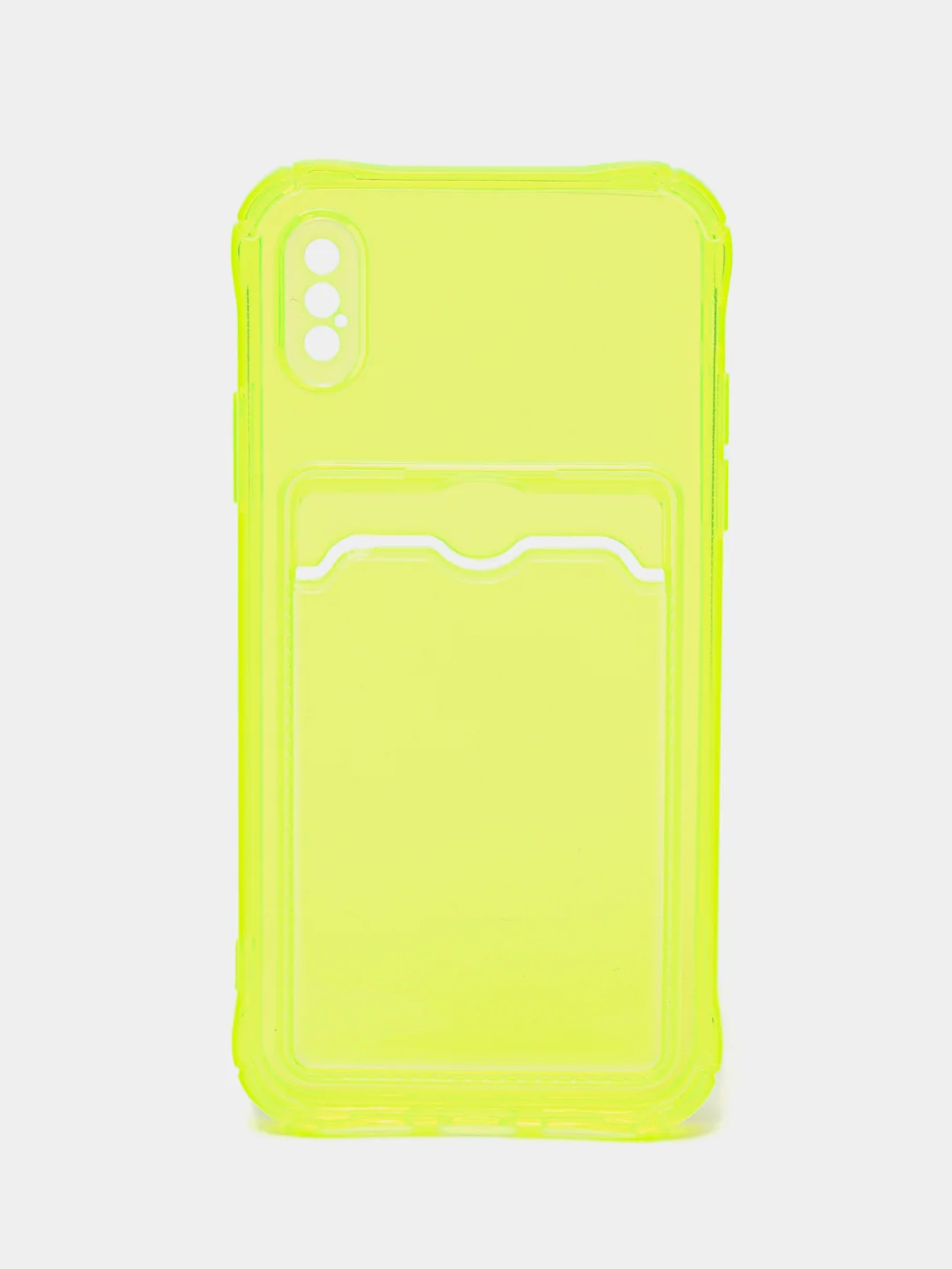 Желтый чехол для iPhone 7/8 Plus/XR/11/12/13/Pro/Pro Max, силиконовый, с карманом для карт
