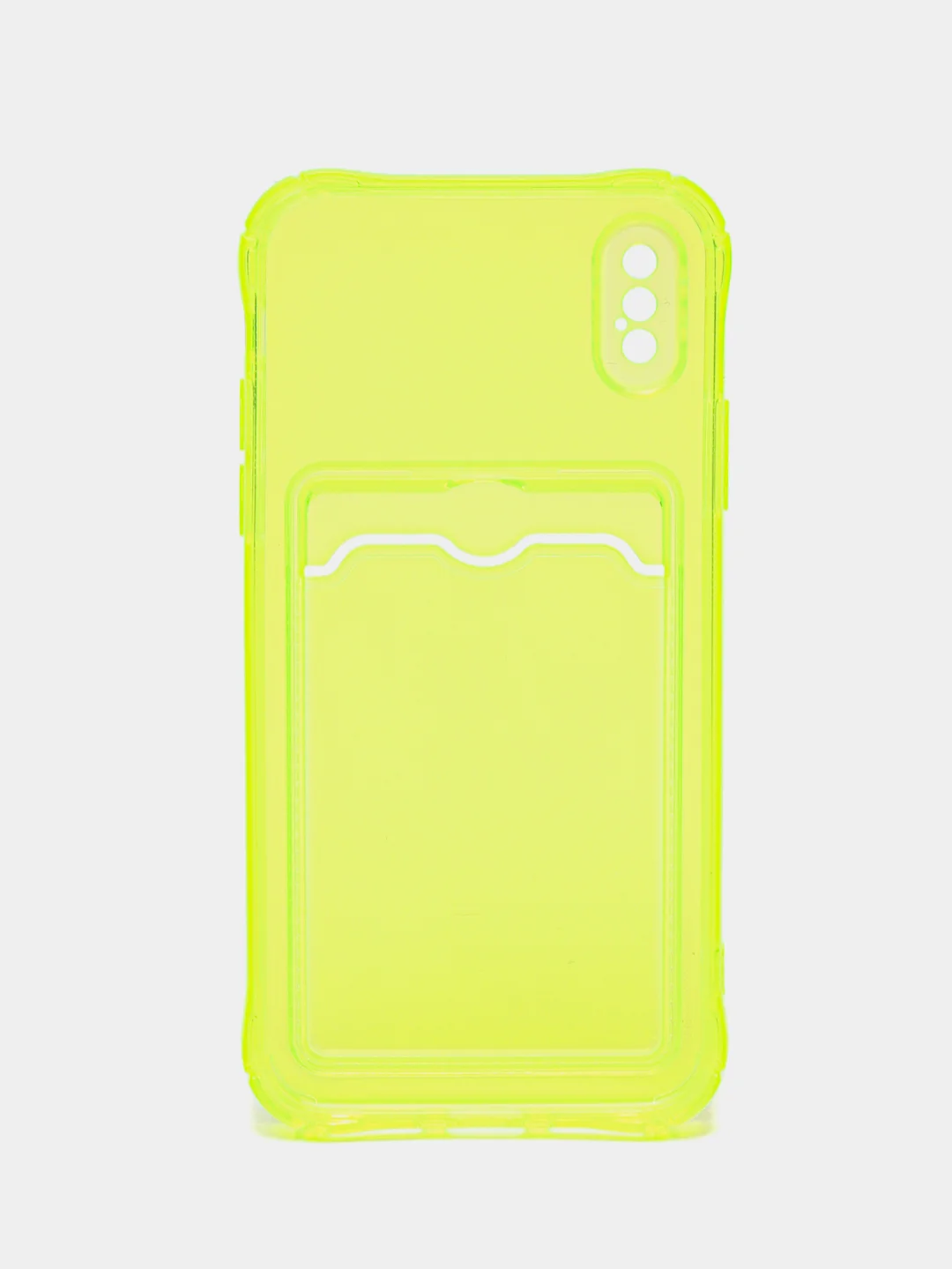 Желтый чехол для iPhone 7/8 Plus/XR/11/12/13/Pro/Pro Max, силиконовый, с карманом для карт