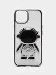 Серебряный чехол с подставкой в форме человека для iPhone 14, 14 Pro, 14 Pro Max, 14 Plus