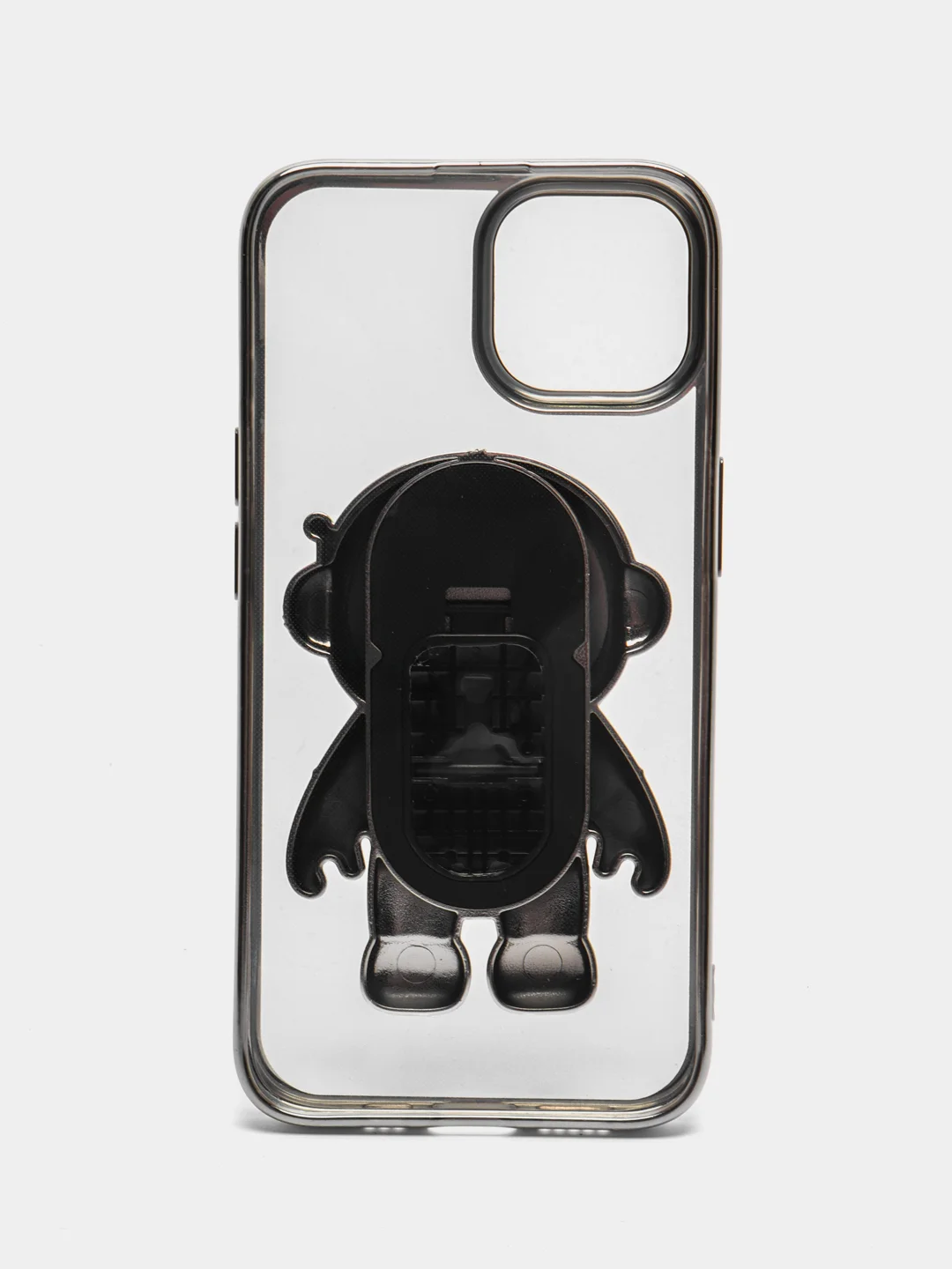 Серебряный чехол с подставкой в форме человека для iPhone 14, 14 Pro, 14 Pro Max, 14 Plus