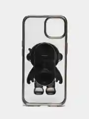 Серебряный чехол с подставкой в форме человека для iPhone 14, 14 Pro, 14 Pro Max, 14 Plus