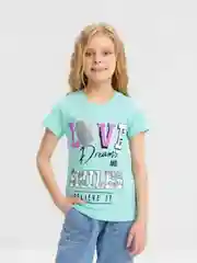 Бирюзовый футболка детская для девочки, 100% хлопок, 8 - 12 лет