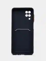 Темно-синий силиконовый чехол для Samsung Galaxy A12 / M12, с карманом для карт, прозрачный