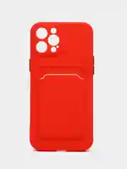 Красный силиконовый чехол для Apple iPhone 12 Pro Max,(Айфон 12про макс), с карманом для карт