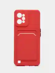Коралловый силиконовый чехол для Realme C31 (Реалми С31), с карманом для карт, прозрачный