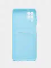 Голубой силиконовый чехол для Samsung Galaxy A12 / M12, с карманом для карт, прозрачный