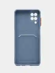 Синий меланж силиконовый чехол для Samsung Galaxy A12 / M12, с карманом для карт, прозрачный