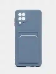Синий меланж силиконовый чехол для Samsung Galaxy A12 / M12, с карманом для карт, прозрачный