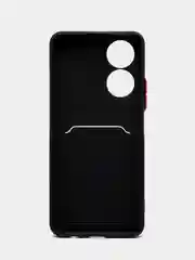 Черный силиконовый чехол для Honor X7 (Хонор Х7 Икс 7), с карманом для карт, прозрачный