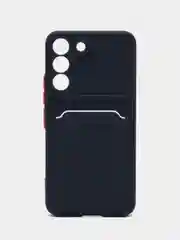 Темно-синий чехол для Samsung Galaxy S22 (Самсунг Галакси С22), с карманом для карт