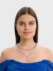 Серебряный цепочка двойная, на шею, женская