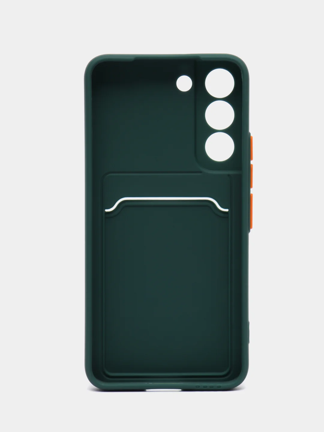 Тёмно-зелёный чехол для Samsung Galaxy S22 (Самсунг Галакси С22), с карманом для карт