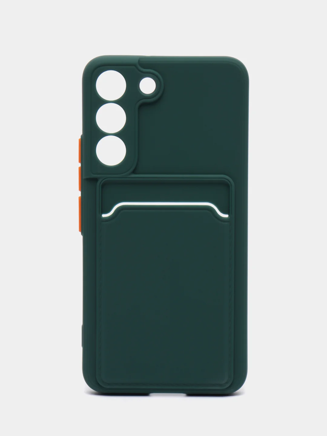 Тёмно-зелёный чехол для Samsung Galaxy S22 (Самсунг Галакси С22), с карманом для карт