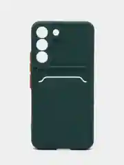 Тёмно-зелёный чехол для Samsung Galaxy S22 (Самсунг Галакси С22), с карманом для карт