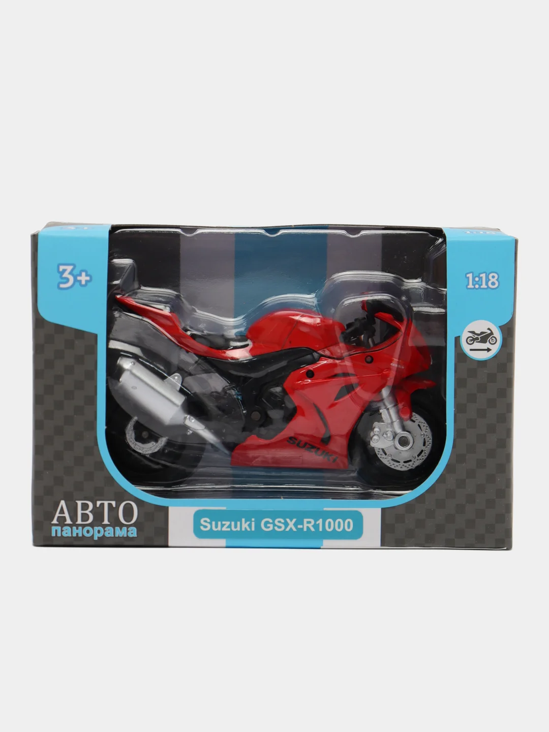 Мотоцикл металл. 1:18 Suzuki GSR-R1000, красный, свободный ход колес, 14 см, JB1251504