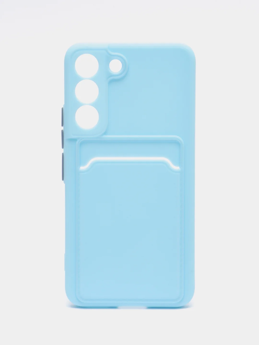 Голубой чехол для Samsung Galaxy S22 (Самсунг Галакси С22), с карманом для карт
