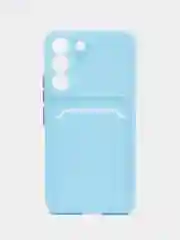 Голубой чехол для Samsung Galaxy S22 (Самсунг Галакси С22), с карманом для карт