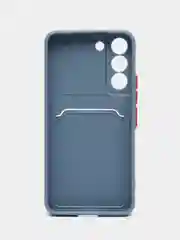 Синий меланж чехол для Samsung Galaxy S22 (Самсунг Галакси С22), с карманом для карт