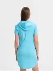 Голубой платье женское домашнее с капюшоном,  хлопок