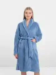 Голубой халат женский банный, плюшевый, на запахе, 3 цвета