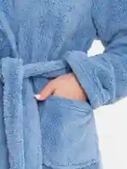 Голубой халат женский банный, плюшевый, на запахе, 3 цвета