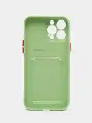 Зеленый силиконовый чехол для iPhone 13 Pro Max, с карманом для карт, прозрачный