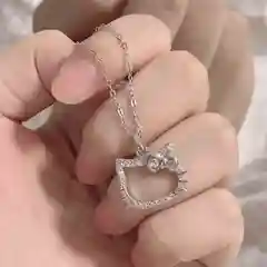 Серебряный цепочка на шею с кулоном "Kitty"