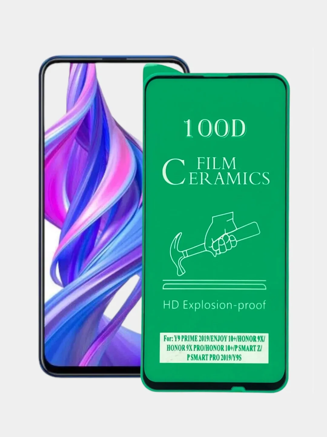 Черный защитная керамическая глянцевая пленка на Huawei Honor 9X, P Smart Z, Y9S/Хуавей Хонор 9Х