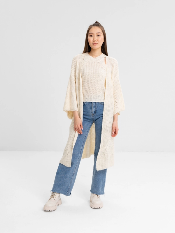 Комплект вязаный WHITE: кардиган и топ