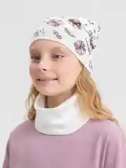 Белый детский комплект для девочки: шапка и снуд