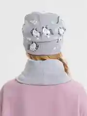Серый комплект для девочки: детская шапка, снуд