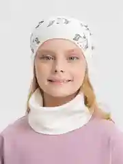 Белый комплект для девочки: детская шапка, снуд