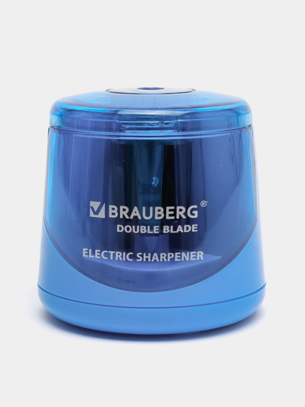 Точилка электрическая BRAUBERG DOUBLE BLADE, двойное лезвие, питание от 2 батареек AA