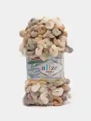 Светло-коричневый пряжа Alize Puffy Color, петельки большие, 100 г, 9 м