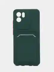 Тёмно-зелёный силиконовый чехол для Xiaomi Redmi A1 4G 2022, Сяоми Редми А1 4g 2022 с карманом для карт