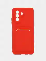 Красный силиконовый чехол для Huawei Nova Y70, Y70 Plus прозрачный, с карманом для карт