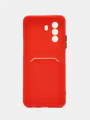 Красный силиконовый чехол для Huawei Nova Y70, Y70 Plus прозрачный, с карманом для карт
